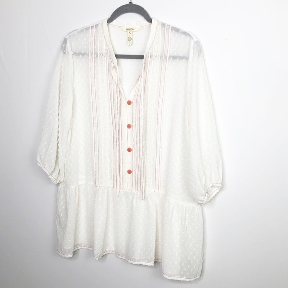 MATILDA Jane Ivory red trim tunic peasant blouse - Picture 8 of 8